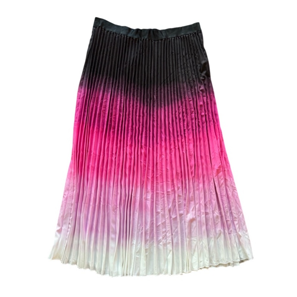 SHEIN Black, Pink, and White Ombré Pleated Maxi Skirt